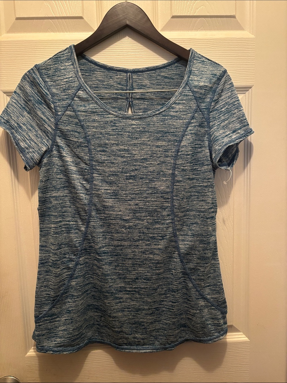 Source Unknown Heathered Blue Short Sleeve Womens activewear top